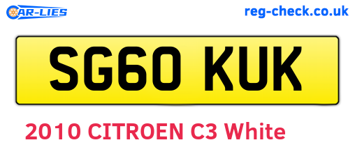 SG60KUK are the vehicle registration plates.