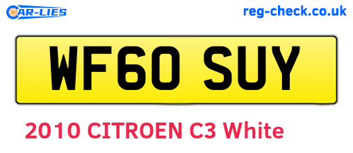 WF60SUY are the vehicle registration plates.