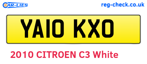 YA10KXO are the vehicle registration plates.