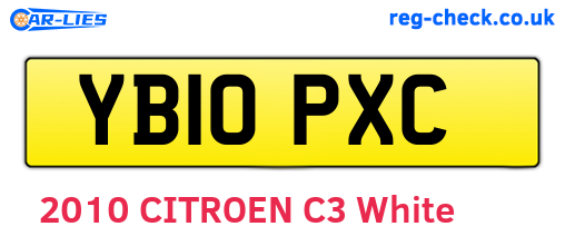YB10PXC are the vehicle registration plates.
