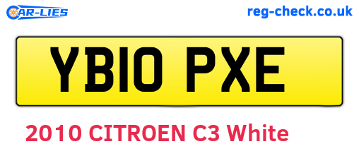 YB10PXE are the vehicle registration plates.