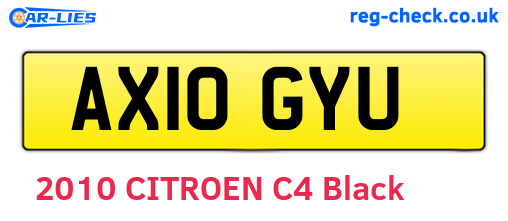 AX10GYU are the vehicle registration plates.
