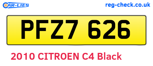 PFZ7626 are the vehicle registration plates.