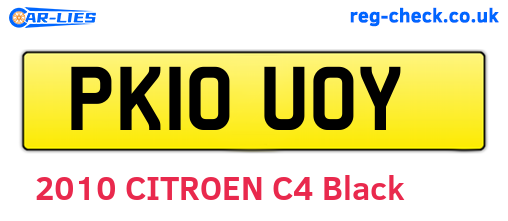 PK10UOY are the vehicle registration plates.