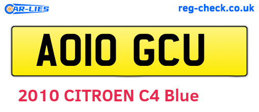 AO10GCU are the vehicle registration plates.
