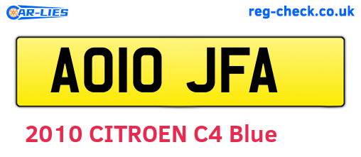 AO10JFA are the vehicle registration plates.