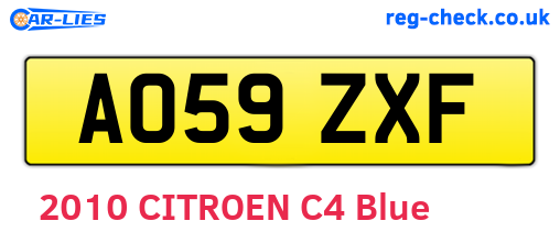AO59ZXF are the vehicle registration plates.