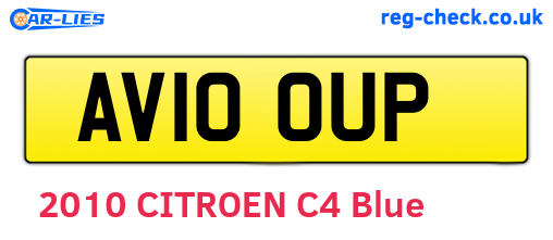 AV10OUP are the vehicle registration plates.