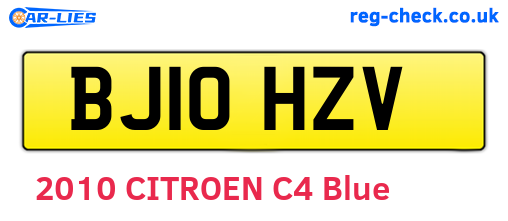 BJ10HZV are the vehicle registration plates.