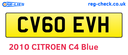 CV60EVH are the vehicle registration plates.