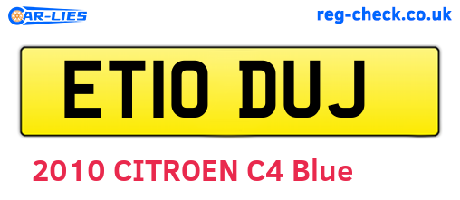 ET10DUJ are the vehicle registration plates.