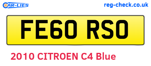 FE60RSO are the vehicle registration plates.