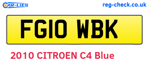 FG10WBK are the vehicle registration plates.