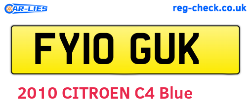 FY10GUK are the vehicle registration plates.