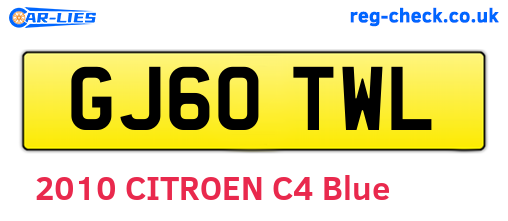 GJ60TWL are the vehicle registration plates.