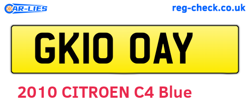GK10OAY are the vehicle registration plates.