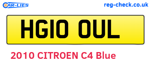 HG10OUL are the vehicle registration plates.