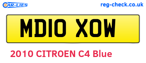 MD10XOW are the vehicle registration plates.