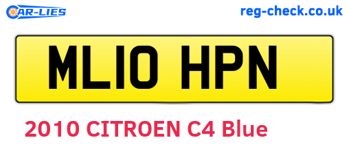 ML10HPN are the vehicle registration plates.