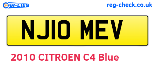 NJ10MEV are the vehicle registration plates.