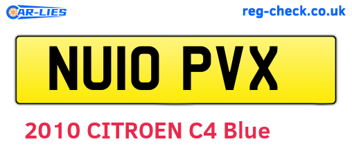 NU10PVX are the vehicle registration plates.
