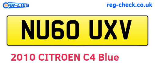 NU60UXV are the vehicle registration plates.