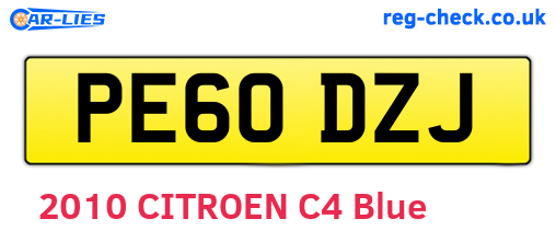 PE60DZJ are the vehicle registration plates.