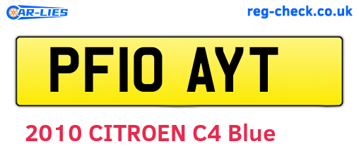 PF10AYT are the vehicle registration plates.