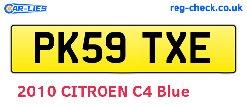 PK59TXE are the vehicle registration plates.