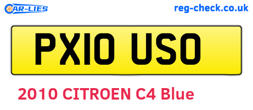 PX10USO are the vehicle registration plates.