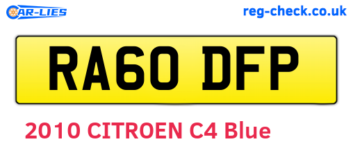 RA60DFP are the vehicle registration plates.