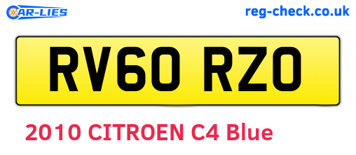RV60RZO are the vehicle registration plates.
