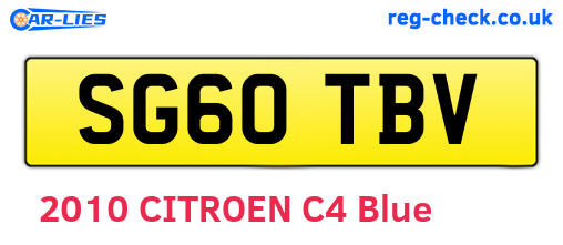 SG60TBV are the vehicle registration plates.
