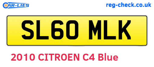 SL60MLK are the vehicle registration plates.