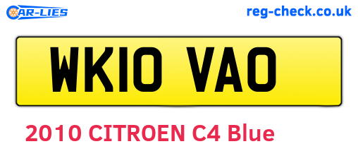 WK10VAO are the vehicle registration plates.