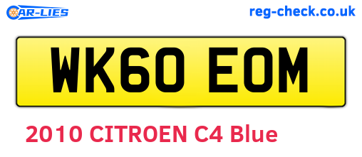 WK60EOM are the vehicle registration plates.