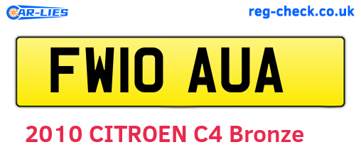 FW10AUA are the vehicle registration plates.