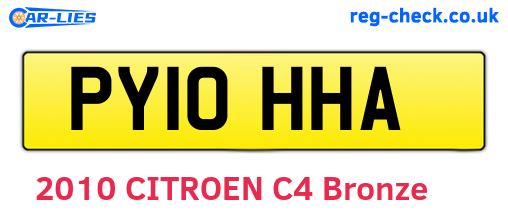 PY10HHA are the vehicle registration plates.