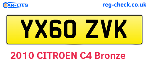 YX60ZVK are the vehicle registration plates.