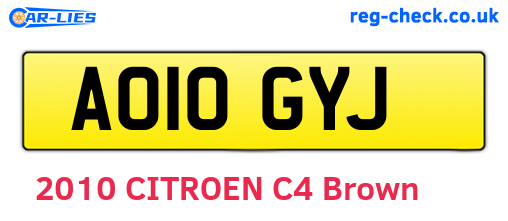 AO10GYJ are the vehicle registration plates.