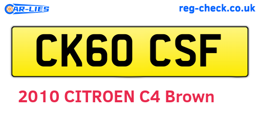 CK60CSF are the vehicle registration plates.