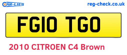 FG10TGO are the vehicle registration plates.
