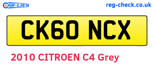 CK60NCX are the vehicle registration plates.