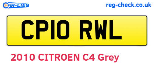 CP10RWL are the vehicle registration plates.