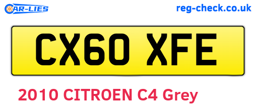 CX60XFE are the vehicle registration plates.