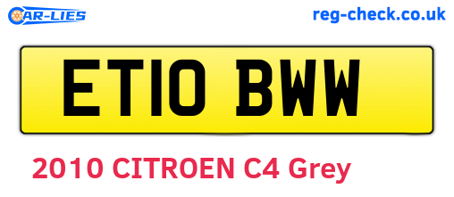 ET10BWW are the vehicle registration plates.