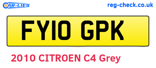 FY10GPK are the vehicle registration plates.