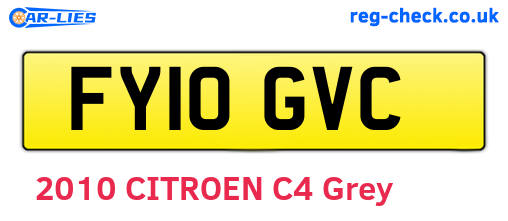 FY10GVC are the vehicle registration plates.