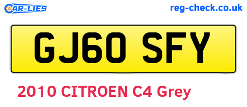 GJ60SFY are the vehicle registration plates.