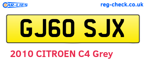 GJ60SJX are the vehicle registration plates.